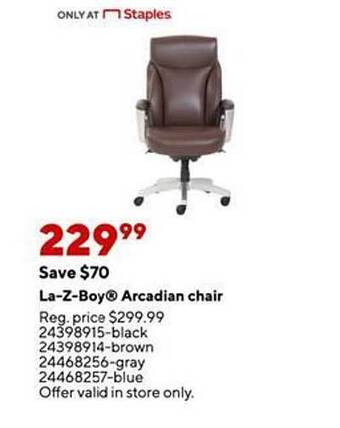 Staples La-z-boy arcadian chair offer