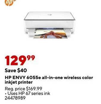 Staples Hp envy 6055e all-in-one wireless color inkjet printer offer