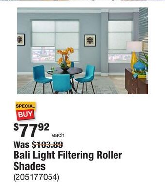 The Home Depot Bali light filtering roller shades offer