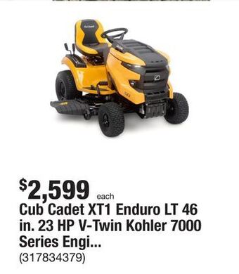 The Home Depot Cub cadet xt1 enduro lt 46 in. 23 hp v-twin kohler 7000 series engine hydrostatic drive gas riding lawn tractor offer