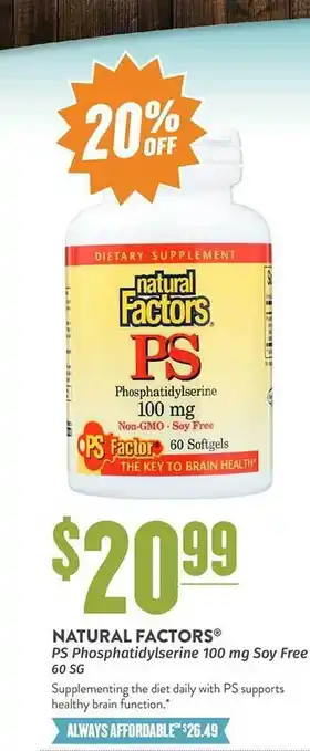 Natural Grocers Natural factors ps phosphatidylserine 100 mg soy free 60 sg offer