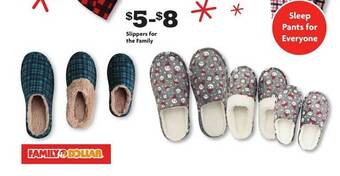 Family Dollar Slippers for the family offer