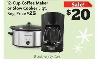 Family Dollar 12-cup coffee maker or slow cooker 5 qt. offer