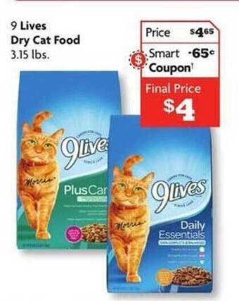 Family Dollar 9 lives dry cat food offer