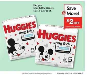 Family Dollar Huggies snug & dry diapers offer