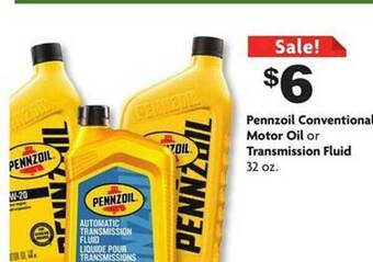 Family Dollar Pennzoil conventional motor oil or transmission fluid offer