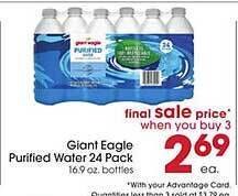 Giant Eagle Giant eagle purified water 24 pack offer