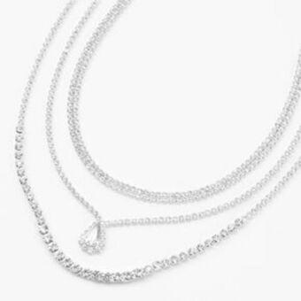 Claire's Silver rhinestone multi strand chain necklace offer