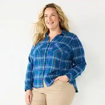 Kohl's Plus size croft & barrow® the extra soft plaid flannel shirt offer