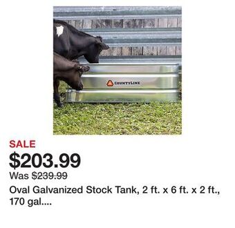Tractor Supply Company Oval galvanized stock tank, 2 ft. x 6 ft. x 2 ft., 170 gal. capacity, wt226cl offer