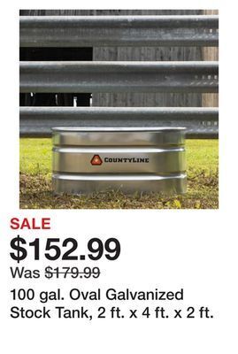 Tractor Supply Company 100 gal. oval galvanized stock tank, 2 ft. x 4 ft. x 2 ft. offer