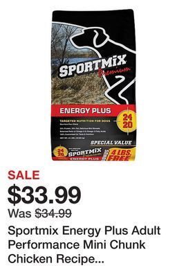 Tractor Supply Company Sportmix energy plus adult performance mini chunk chicken recipe dry dog food offer