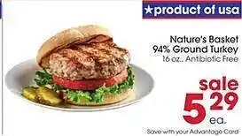 Giant Eagle Nature's basket 94% ground turkey offer