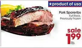 Giant Eagle Pork spareribs offer