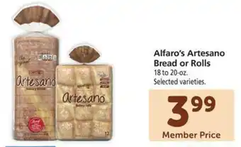Safeway Alfaro's Artesano Bread or Rolls 18 to 20-oz. offer
