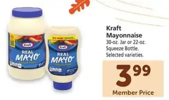 Safeway Kraft Mayonnaise 30-oz. Jar or 22-oz. Squeeze Bottle offer
