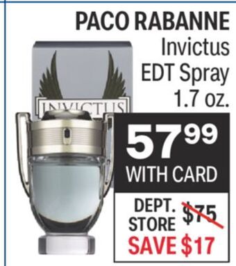 CVS Paco rabanne invictus edt spray 1.7 oz. offer