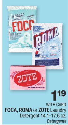 CVS Foca, roma or zote laundry detergent 14.1-17.6 oz. offer