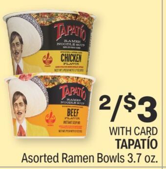 CVS Tapatío asorted ramen bowls 3.7 oz. offer