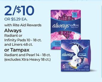 Rite Aid Always or tampax offer