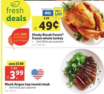 Lidl Shady brook farms® frozen whole turkey offer