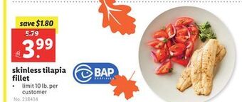 Lidl Skinless tilapia fillet offer