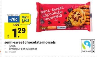 Lidl Semi-sweet chocolate morsels offer