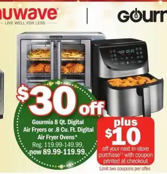Meijer Gourmia 8 qt. digital air fryers or 8 cu. ft. digital air fryer ovens offer
