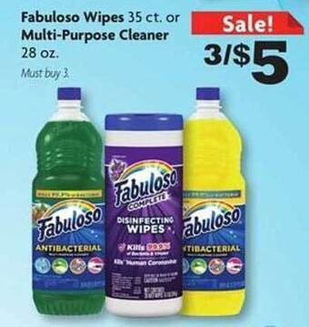 Family Dollar Fabuloso wipes or multi-purpose cleaner offer