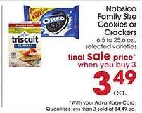 Giant Eagle Nabisco family size cookies or crackers offer