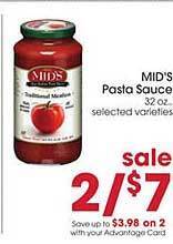 Giant Eagle Mid's pasta sauce offer