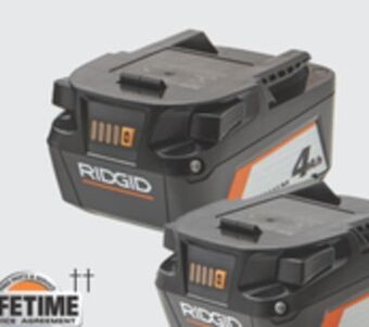 The Home Depot Ridgid 2-pack 18v battery 4.0ah offer