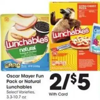 Kroger Oscar Mayer Fun Pack or Natural Lunchables 3.3-10.7 oz offer