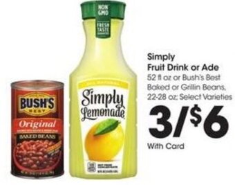Kroger Simply Fruit Drink or Ade offer
