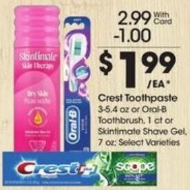 Kroger Crest Toothpaste 3.5-5.4 oz offer
