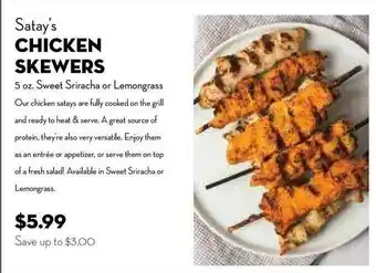 Bristol Farms Satay's Chicken Skewers offer