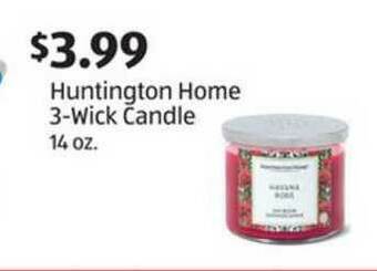 Aldi Huntington Home 3-wick Candle 14 Oz. offer