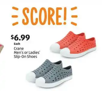Aldi Crane Men's Or Ladies' Slip-on Shoes offer