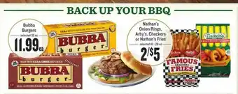 Lowes Foods Bubba Burgers, Nathan's Onion Rings, Arby's Checkers Or Nathan's Fries offer