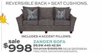 Slumberland Furniture Zander sofa offer