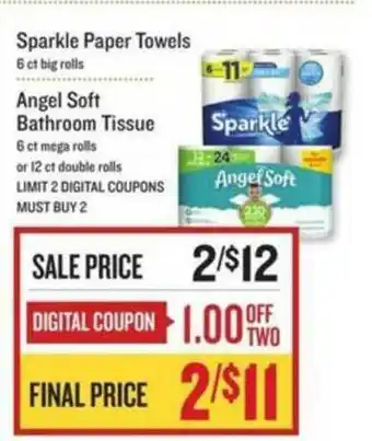 Lowes Foods Sparkle Paper Towels, Angel Soft Bathroo Tissue offer