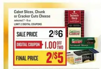 Lowes Foods Cabot Slices, Chunk Or Cracker Cuts Cheese offer