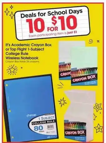 Ralphs It's Academic Crayon Box Or Top Flight 1-subject College Rule Wireless Notebook offer