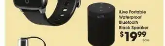 Ilive Portable Waterproof Bluetooth Black Speaker