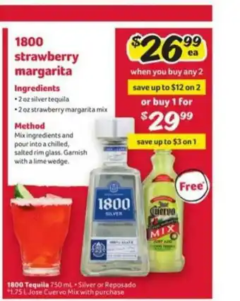 Winn Dixie 1800 Tequila 750ml + Silver Or Reposado offer