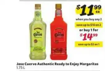 Winn Dixie Jose Cuervo Authentic Ready To Enjoy Margaritas 1.75l offer