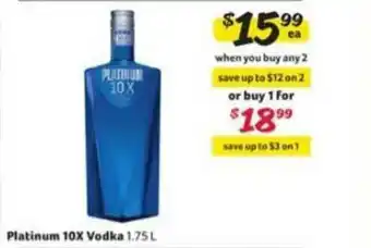 Winn Dixie Platinum 10x Vodka 1.75l offer