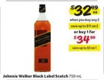 Winn Dixie Johnnie Walker Black Label Scotch 750ml offer