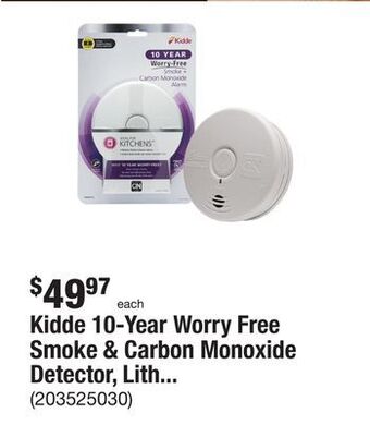The Home Depot Kidde 10-year worry free smoke & carbon monoxide detector, lithium battery powered with photoelectric sensor offer