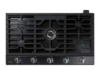 Samsung 36" smart gas cooktop with 22k btu dual power burner in black stainless steel offer